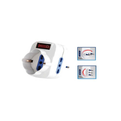 Adattatore rotante con interruttore - 2 prese bipasso 2P+T 10/16A + 1 presa Schuko - MKC