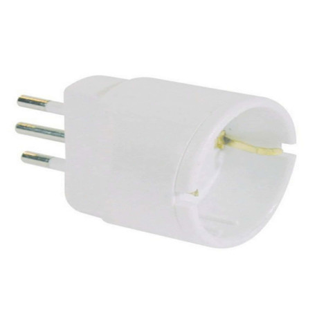 Adattatore semplice con spina 2P+T 10A - presa Schuko 10A - MKC