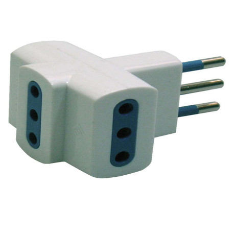 Adattatore triplo con spina 2P+T 10A - 3 prese 10A - MKC
