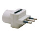 Adattatore triplo con spina 2P+T 16A - 2 prese bipasso 10/16A + 1 Schuko - MKC