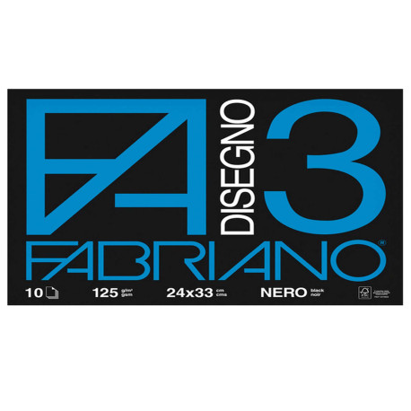 Album F3 - 24 x 33 cm - 10 fogli - 125 gr - nero - Fabriano
