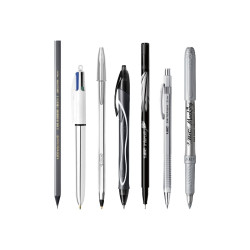 BIC Silver Set - Penna a sfera a 4 colori, penna a sfera, penna a punta in fibra, evidenziatore, penna roller, matita meccanica