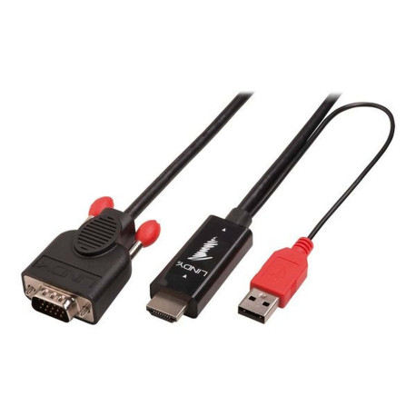 Lindy - Cavo video - HD-15 (VGA) maschio a USB, HDMI maschio - 3 m - nero