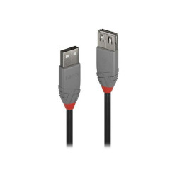 Lindy Anthra Line - Prolunga USB - USB (M) a USB (F) - USB 2.0 - 3 m - di forma rotonda - nero