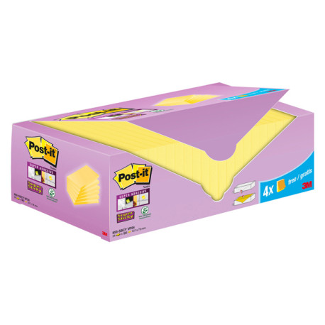 Blocco foglietti Post-it Super Sticky - 655-SSCY-VP24 - 76  x 127 mm - giallo Canary - 90 fogli - Post-it - conf. 24 blocchi