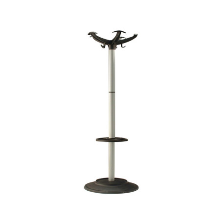 Appendiabiti - con portaombrelli - 5 posti - 168 x 46 cm - nero/grigio - Unisit