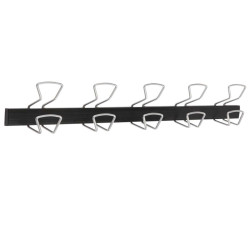 Appendiabiti da muro - 5 posti - 76 x 7,2 x 16 cm - metallo/ABS - nero/grigio metallizzato - Alba