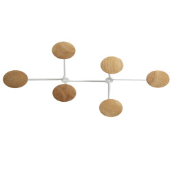 Appendiabiti da muro - 6 posti - 12 x 28 x 7 cm - metallo/legno - bianco - Alba