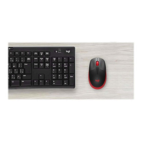 Logitech M190 - Mouse - ottica - 3 pulsanti - senza fili - ricevitore wireless USB - rosso