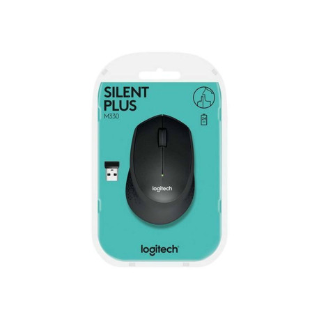 Logitech M330 SILENT PLUS - Mouse - 3 pulsanti - senza fili - 2.4 GHz - ricevitore wireless USB - nero