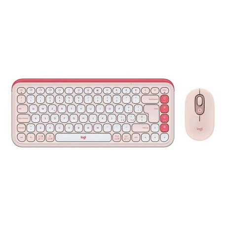 Logitech POP Icon Combo - Set mouse e tastiera - senza fili - Bluetooth LE - QWERTY - italiana - rosa, Off-White