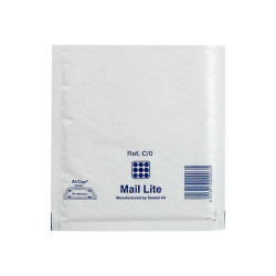 Mail Lite C/0 - Busta postale - 150 x 210 mm - rettangolare - estremità aperta - autoadesiva - pluriball - bianco - pacco da 10