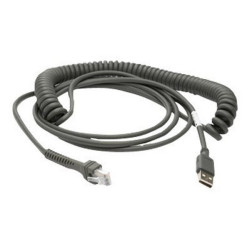 Zebra - Cavo USB/di rete - USB (M) a RJ-45 (M) - 4.6 m - avvolto a spirale - per Symbol LS2208, LS3408-ER- Zebra VC80X