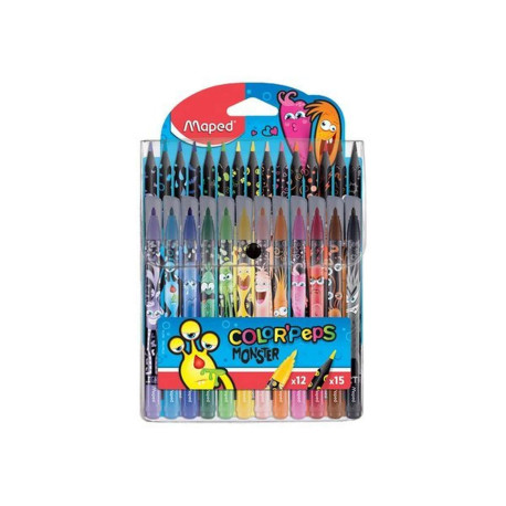 Maped Color'Peps Monster - Set di matite colorate e pennarelli - 27 pezzi