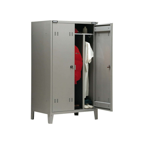 Armadio metallo - spogliatoio - 2 posti - con divisorio - 80x47x180 cm - grigio - Tecnical 2