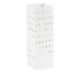 Portaombrelli - 15,5 x 15,5 x 49 cm - metallo verniciato - fantasia lettere - bianco - King collection