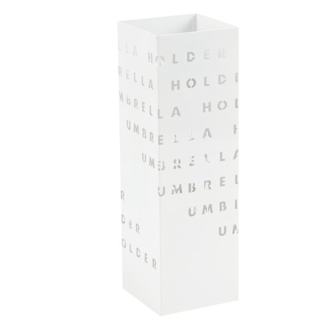 Portaombrelli - 15,5 x 15,5 x 49 cm - metallo verniciato - fantasia lettere - bianco - King collection