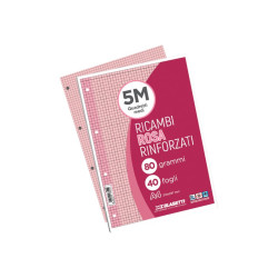 Blasetti - Refill - A4 - 40 fogli / 80 pagine - rosa - quadrettato - 4 fori