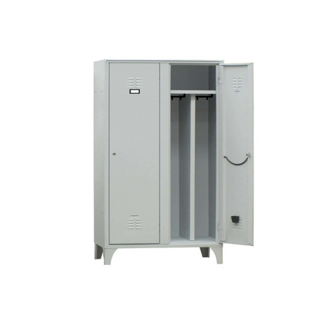 Armadio spogliatoio in metallo - 2 vani - con divisorio - 80 x 50 x 180 cm - grigio - Fasma