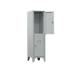 Armadio spogliatoio in metallo - 2 vani sovrapposti - 30 x 50 x 180 cm - grigio - Fasma