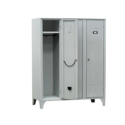 Armadio spogliatoio in metallo - 3 vani - 105 x 35 x 180 cm - grigio - Fasma