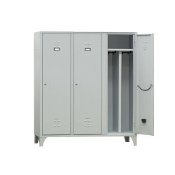 Armadio spogliatoio in metallo - 3 vani - con divisorio - 120 x 50 x 180 cm - grigio - Fasma
