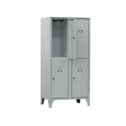 Armadio spogliatoio in metallo - 4 vani sovrapposti - 60 x 50 x 180 cm - grigio - Fasma