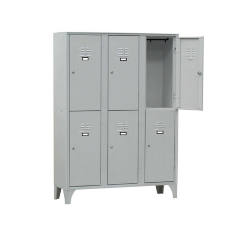 Armadio spogliatoio in metallo - 6 vani sovrapposti - 90 x 50 x 180 cm - grigio - Fasma