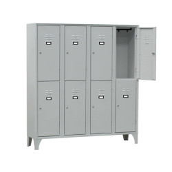 Armadio spogliatoio in metallo - 8 vani sovrapposti - 120 x 50 x 180 cm - grigio - Fasma
