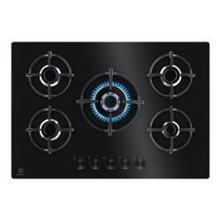 Electrolux Serie 600 EGG75372K - Piano cottura a gas - 5 piastre - Nicchia - larghezza: 56 cm - prof. 48 cm - nero