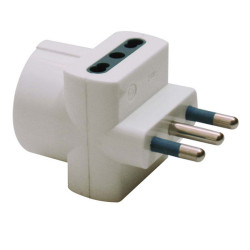 Adattatore triplo con spina 2P+T 16A - 2 prese bipasso 10/16A + 1 Schuko - MKC