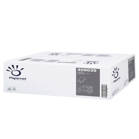 Asciugamani piegati a V - 22 x 21 cm - 18 gr - goffrata onda - bianco - Papernet - conf. 266 pezzi