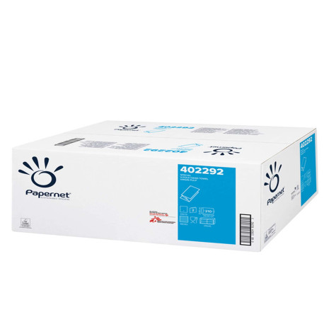 Asciugamani piegati a V special - 2 veli - 20 gr - 24 x 21 cm - goffratura a onda - bianco - Papernet - conf. 210 pezzi