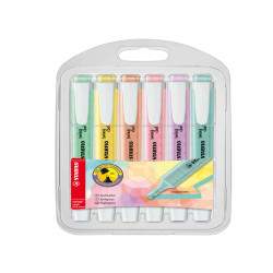 Astuccio evidenziatore Swing Cool Pastel - punta a scalpello - tratto 1 - 4 mm - colori assortiti - Stabilo - astuccio 6 pezzi