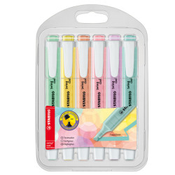 Evidenziatore Swing Cool Pastel - punta a scalpello - tratto 1 - 4 mm - colori assortiti - Stabilo - astuccio 6 pezzi