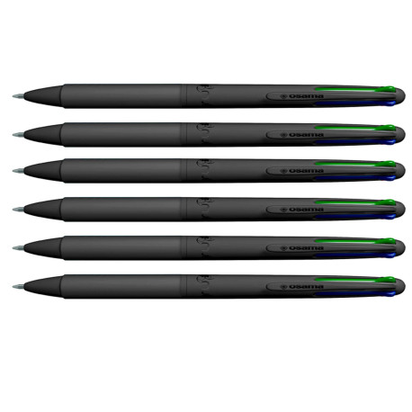 Astuccio penne a sfera All Black - punta 1,00 mm - 4 colori  - Osama - conf. 6 pezzi