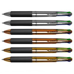 Penna a sfera 4 Multi Chrome - con astuccio - punta 1,00 mm - 4 colori  - Osama - conf. 6 pezzi