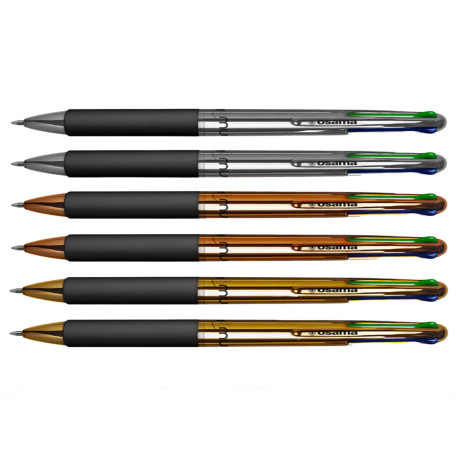 Astuccio penne a sfera Chrome - punta 1,00 mm - 4 colori  - Osama - conf. 6 pezzi