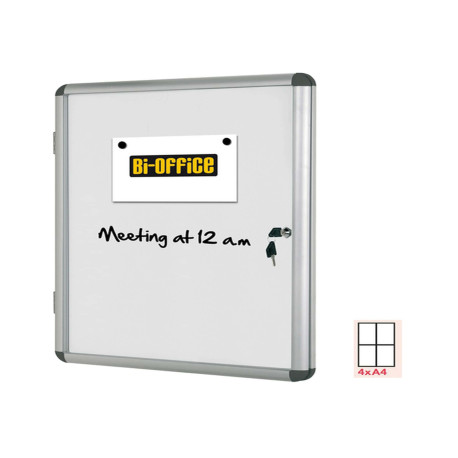 Bacheca per interni - fondo bianco magnetico - 4 fogli A4 - verticale - Bi-Office