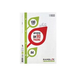 RAMBLOC Protect - Pagine sfuse - A4 - 100 fogli / 200 pagine - bianco - Rigo Q - 4 fori