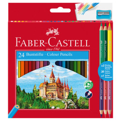 Matita colorata eco Il Castello+3 bicolor - diametro mina 3,00 mm - colori assortiti - Faber-Castell - astuccio 24 pezzi