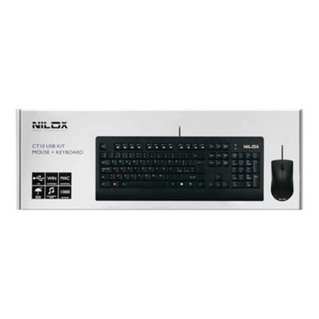 Nilox CT10-B Kit - Set mouse e tastiera - USB - italiana - nero - retail