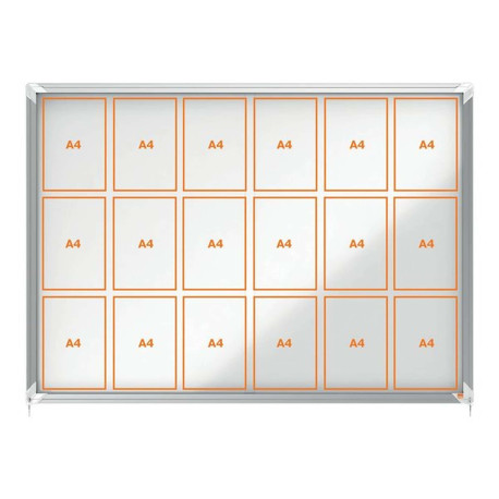 Nobo - Bacheca chiusa - montabile a parete - 944 x 1349 mm - 18 x A4 - metallo - magnetica - bianco