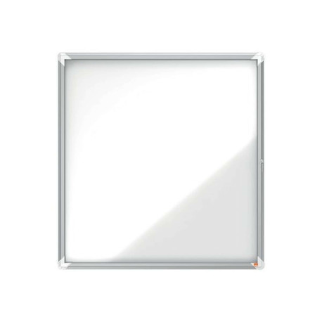 Nobo - Bacheca chiusa - montabile a parete - 944 x 907 mm - 12 x A4 - metallo - magnetica - per esterni - bianco