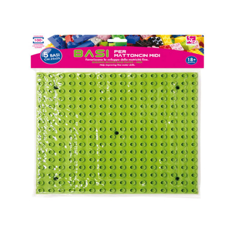 Base costruzioni Midi - in ABS - 25 x 25 cm - colori assortiti - CWR - conf. 5 pezzi