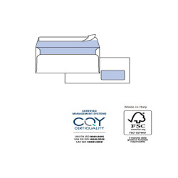 Busta SILVER90 STRIP FSC - bianca - internografata - con finestra - 110 x 230 mm - 90 gr - Pigna Envelopes - conf. 25 pezzi