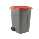 Bidone mobile - 49x54x85 cm - con chiusura a clip - 100 L - grigio/rosso - Mobil Plastic