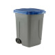 Bidone mobile - con chiusura a clip - 49x54x85 cm - 100 L - grigio/blu - Mobil Plastic