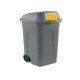Bidone mobile Push - con coperchio - 49x54x95 cm - 100 L - grigio/giallo - Mobil Plastic