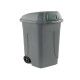 Bidone mobile Push - con coperchio - 49x54x95 cm - 100 L - grigio/verde - Mobil Plastic